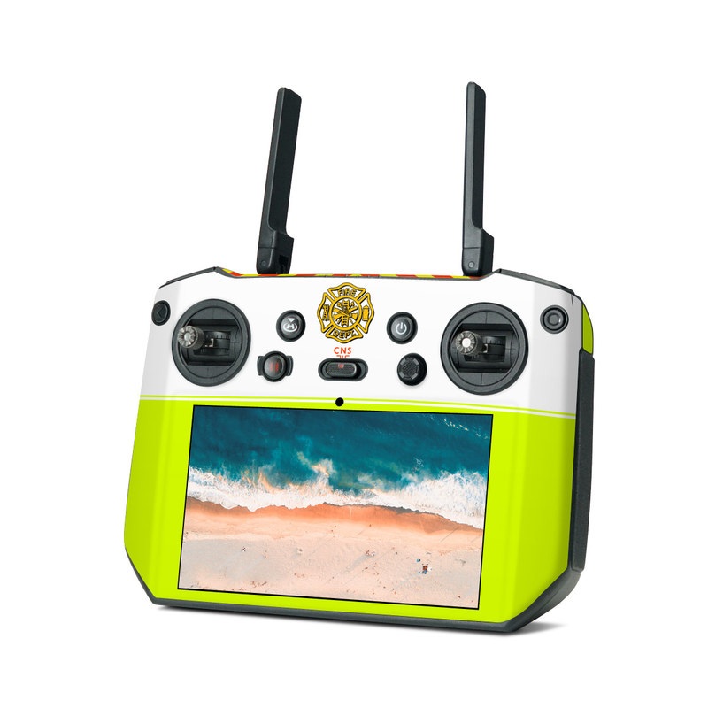 DJI RC Pro Controller Skin design of Yellow, Line, Font, Military rank with white, green, red, yellow colors