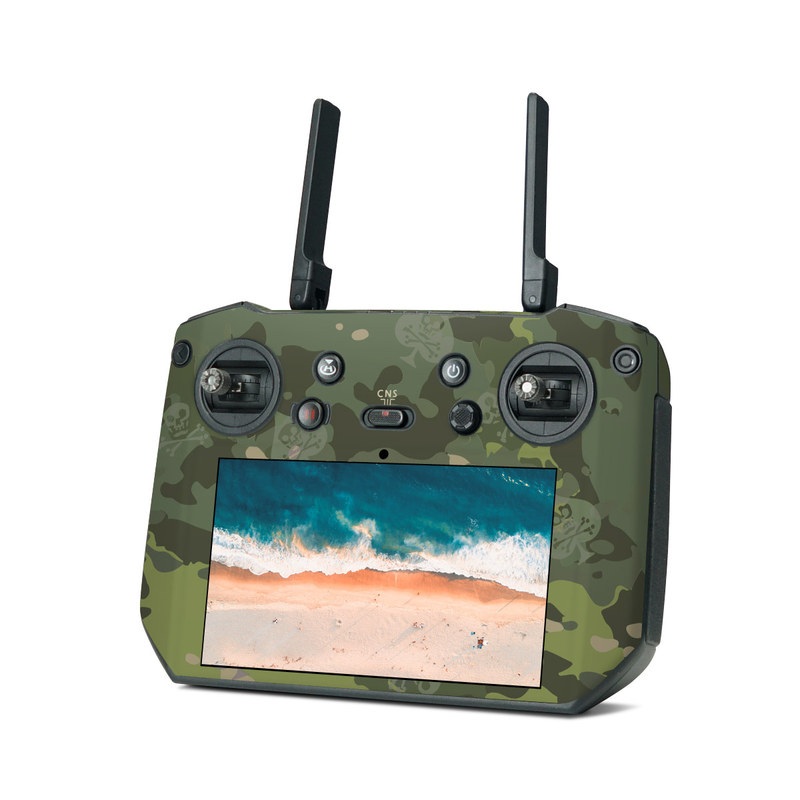 DJI RC Pro Skin design of Military camouflage, Pattern, Camouflage, Uniform, Clothing, Green, Design, Leaf, Plant, Illustration, with green, brown colors