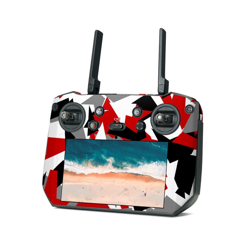 DJI RC Pro Controller Skin design of Red, Pattern, Font, Design, Textile, Carmine, Illustration, Flag, Crowd, with red, white, black, gray colors