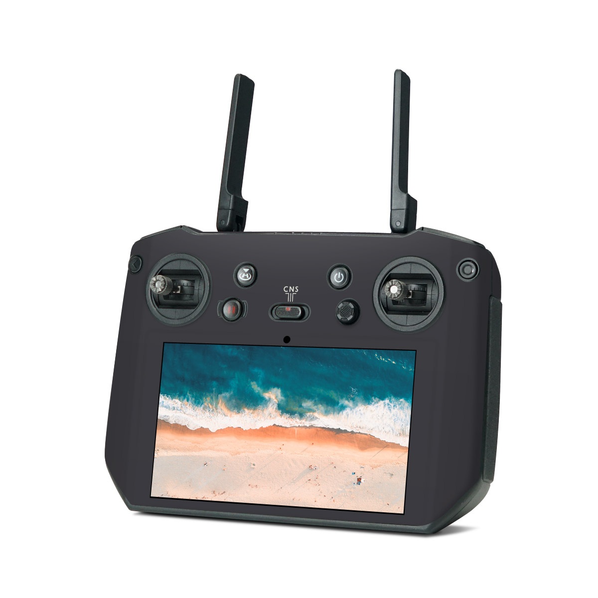 DJI RC Pro Skin design of Electric blue, Pattern, Circle, Midnight, Darkness, Font, Wood, Magenta, Monochrome photography, with gray colors
