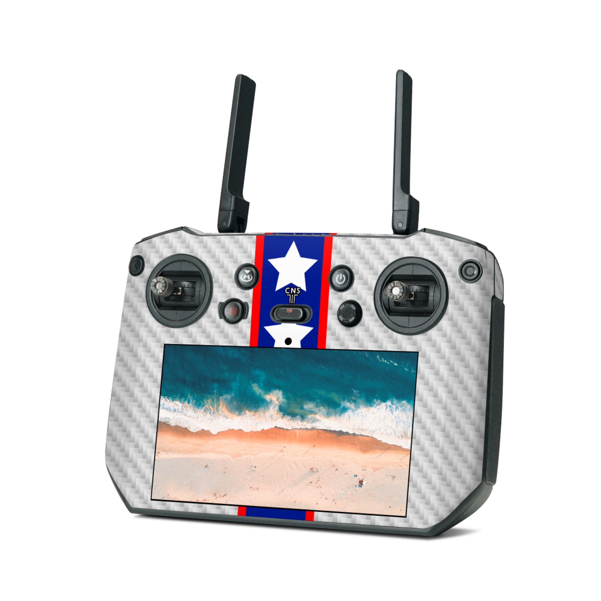 DJI RC Pro Skin design of Flag of the united states, Flag, Font, Parallel, Electric blue, Rectangle, Pattern, Flag Day (USA), Symbol, Carmine, with gray, white, blue, red colors