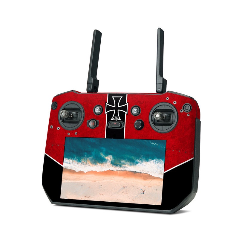 DJI RC Pro Skin design of Bullet, Holes, War, Red, Text, Carmine, Colorfulness, Maroon, Symbol, Coquelicot, with red, black, white, gray colors
