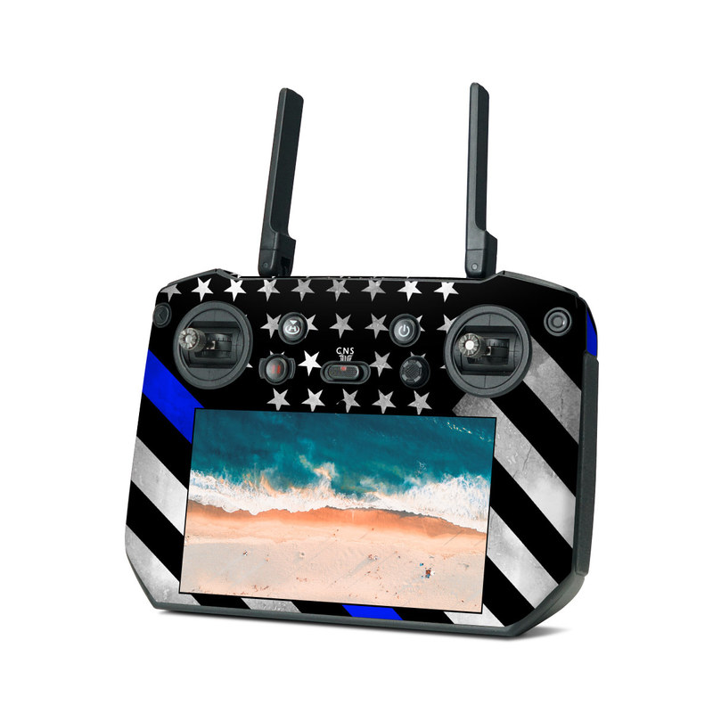 DJI RC Pro Skin design of Flag of the united states, Flag, Cobalt blue, Pattern, Line, Black-and-white, Design, Monochrome, Electric blue, Parallel, with black, white, gray, blue colors