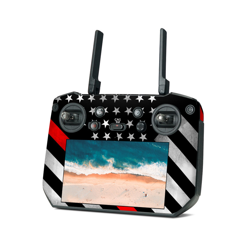 DJI RC Pro Skin design of Flag of the united states, Flag, Line, Black-and-white, Pattern, Flag Day (USA), Veterans day, Independence day, Memorial day, with black, white, gray, red colors