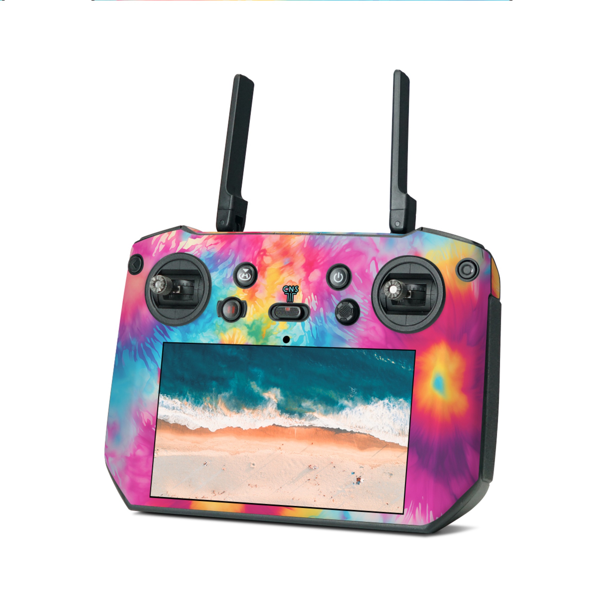 DJI RC Pro Skin design of Colorfulness, Plant, Flower, Orange, Paint, Petal, Pink, Art, Painting, Magenta, with black, gray, orange colors