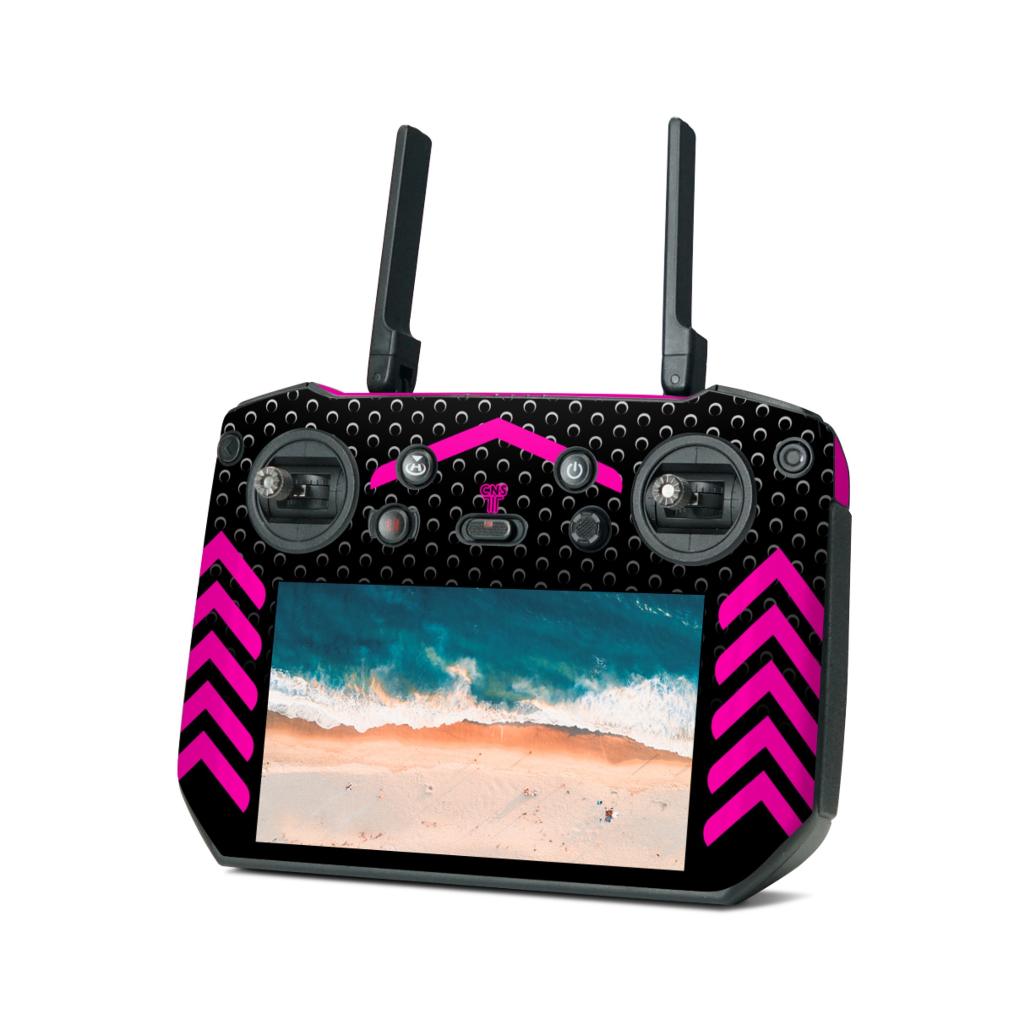 DJI RC Pro Skin design of Font, Violet, Art, Material property, Magenta, Pattern, Graphics, Circle, Electric blue, Design, with pink, black, gray, white colors