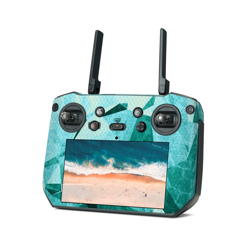 DJI RC Pro Skin design of Aqua, Blue, Pattern, Turquoise, Illustration, Teal, Design, Line, Graphic design, with blue colors