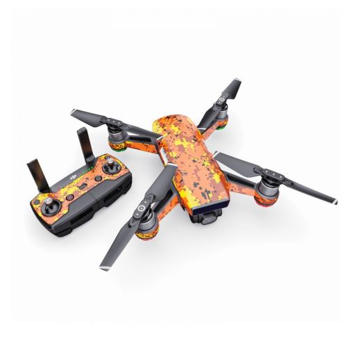 Digital Orange Camo DJI Spark Skin