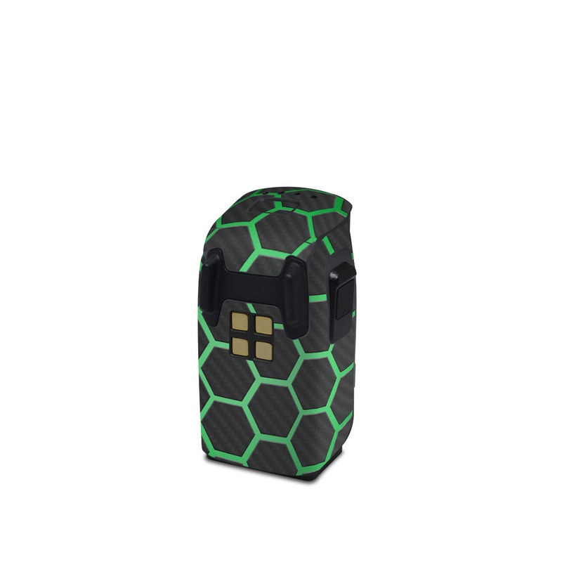 DJI Spark Battery Skin design of Pattern, Metal, Design, Carbon, Space, Circle, with black, gray, green colors