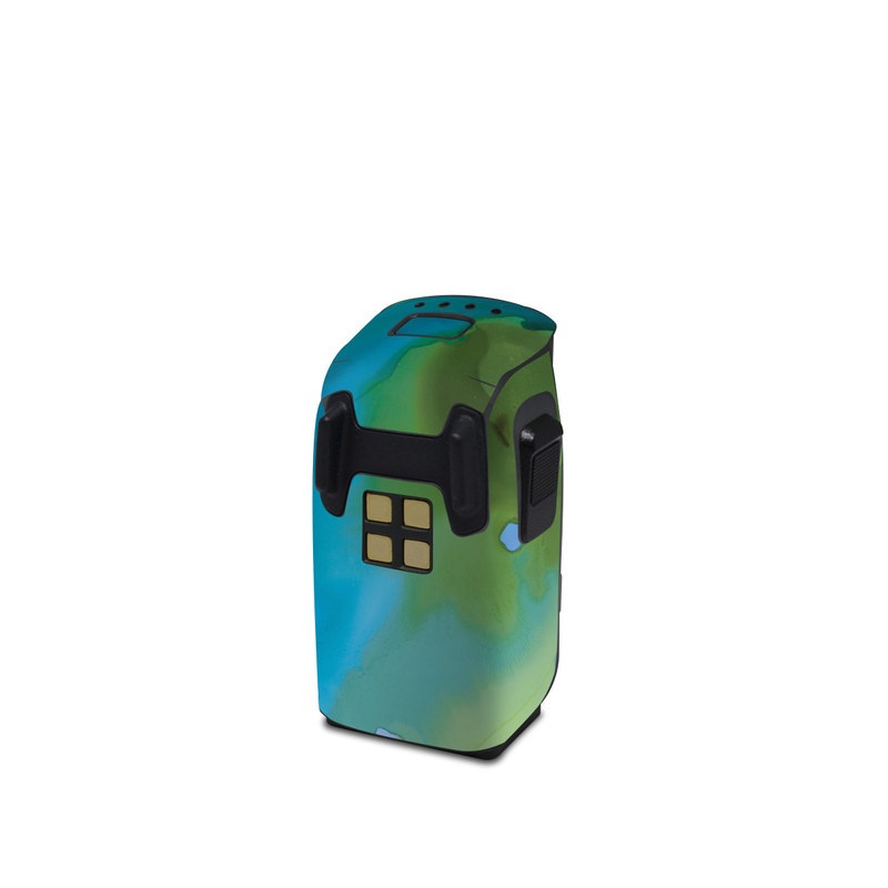 DJI Spark Battery Skin design of Aqua, Blue, Green, Painting, Turquoise, Teal, Water, Acrylic paint, Art, Organism, with blue, green colors