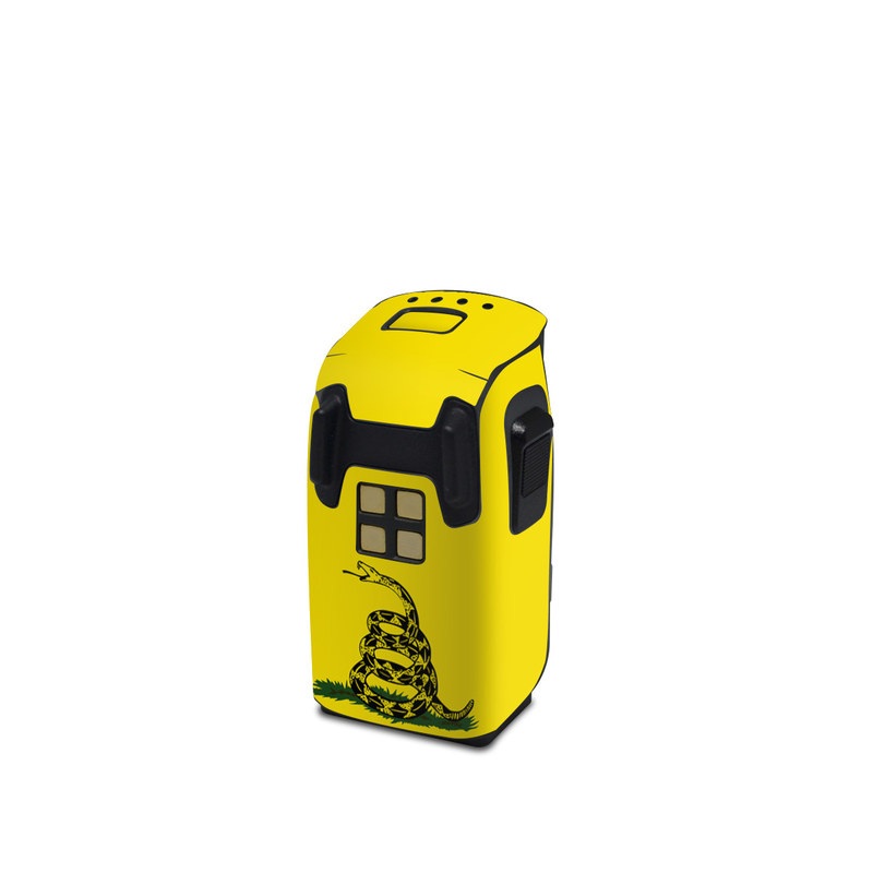 DJI Spark Battery Skin design of Yellow, Font, Logo, Graphics, Illustration with orange, black, green colors