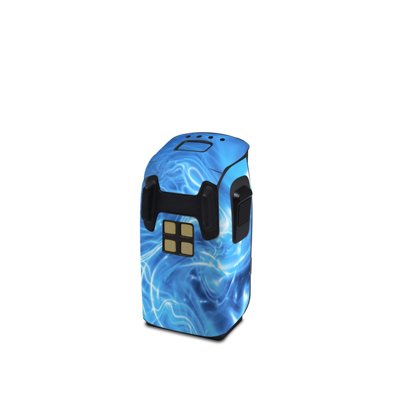 DJI Spark Battery Skin design of Blue, Water, Electric blue, Organism, Pattern, Smoke, Liquid, Art, with blue, black, purple colors