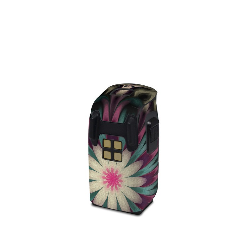 DJI Spark Battery Skin design of Fractal art, Pattern, Pink, Psychedelic art, Art, Kaleidoscope, Design, Symmetry, Visual arts, Textile, with black, purple, white, green, blue colors