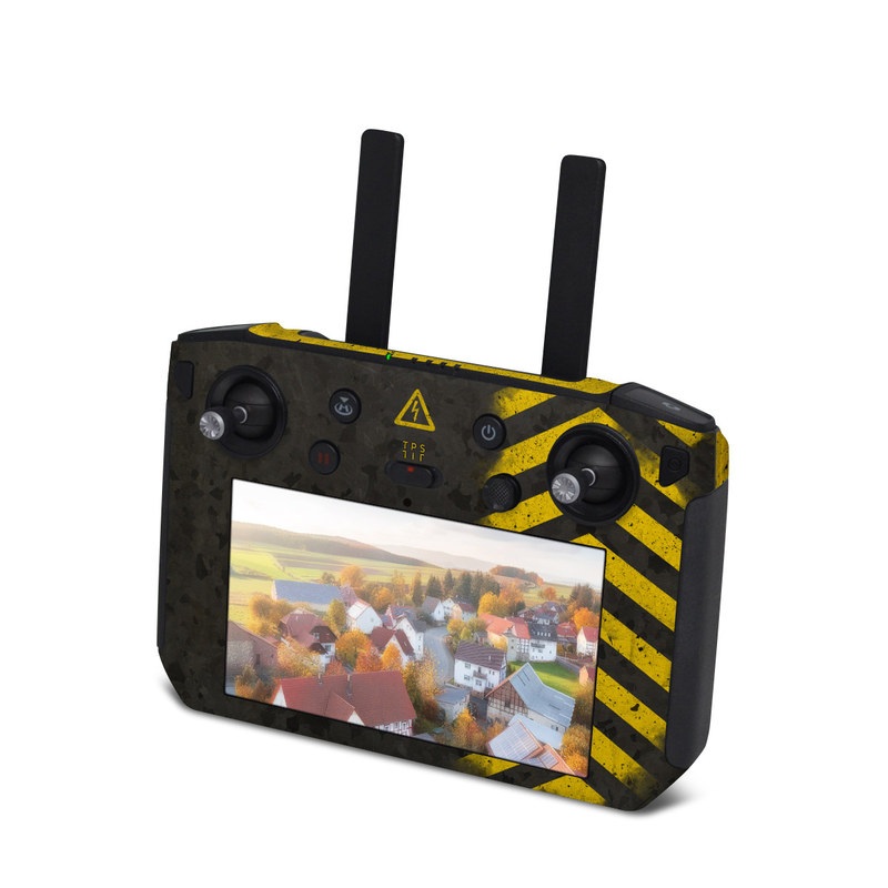 DJI Smart Controller Skin design of Colorfulness, Road surface, Yellow, Rectangle, Asphalt, Font, Material property, Parallel, Tar, Tints and shades, with black, gray, yellow colors