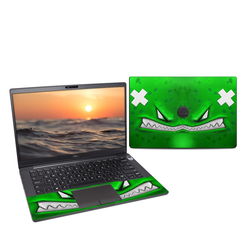 Dell Latitude 7400 Skin design of Green, Font, Animation, Logo, Graphics, Games with green, white colors