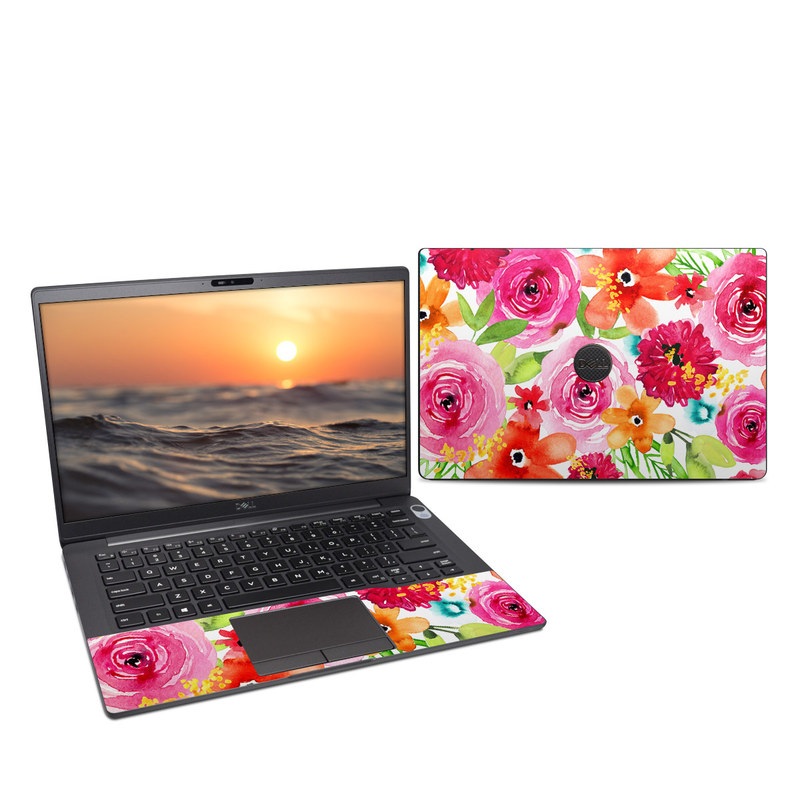 Dell Latitude 7400 Skin design of Flower, Cut flowers, Floral design, Plant, Pink, Bouquet, Petal, Flower Arranging, Artificial flower, Clip art, with pink, red, green, orange, yellow, blue, white colors