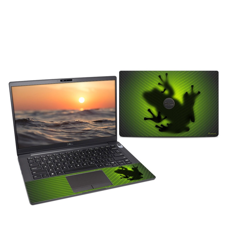 Dell Latitude 7400 Skin design of Green, Frog, Tree frog, Amphibian, Shadow, Silhouette, Macro photography, Illustration, with green, black colors