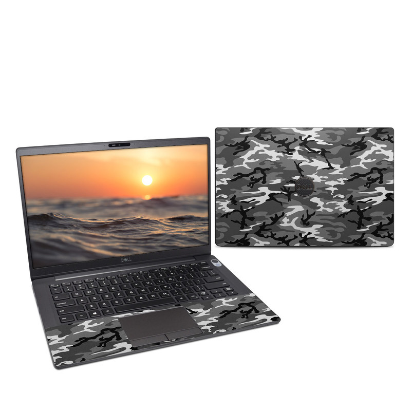 Dell Latitude 7400 Skin design of Military camouflage, Pattern, Clothing, Camouflage, Uniform, Design, Textile with black, gray colors