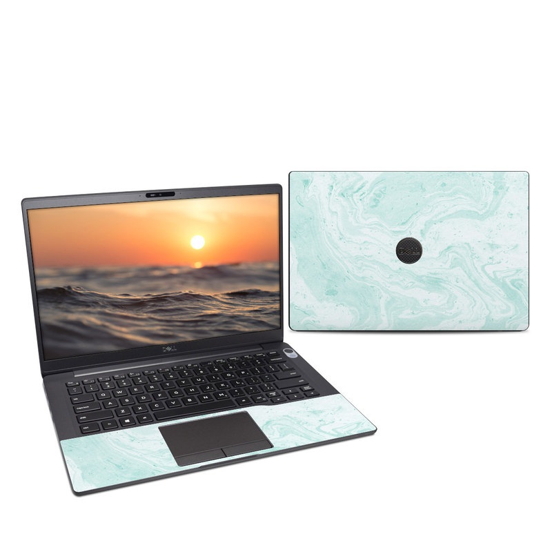 Dell Latitude 7400 Skin design of White, Aqua, Pattern with green, blue colors
