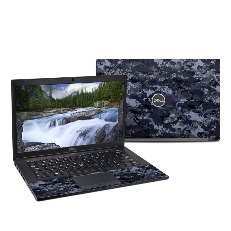 Dell Latitude 7490 Skin design of Military camouflage, Black, Pattern, Blue, Camouflage, Design, Uniform, Textile, Black-and-white, Space, with black, gray, blue colors