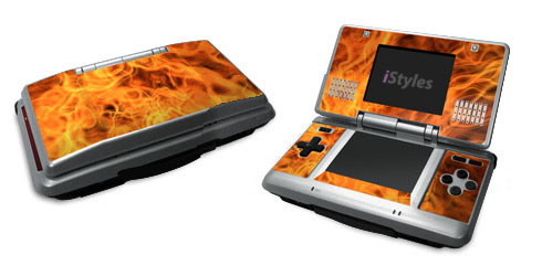 Nintendo DS Skin design of Flame, Fire, Heat, Orange, with red, orange, black colors