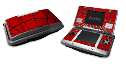 Nintendo DS Skin design of Red, Symmetry, Circle, Pattern, Line, with red, black, gray colors