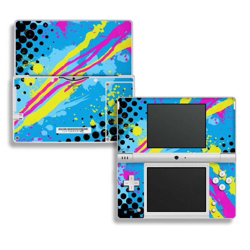 Nintendo DSi Skin design of Blue, Colorfulness, Graphic design, Pattern, Water, Line, Design, Graphics, Illustration, Visual arts, with blue, black, yellow, pink colors
