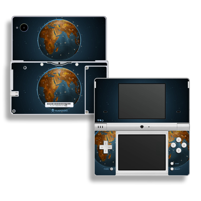 Nintendo DSi Skin design of Planet, Earth, Astronomical object, World, Atmosphere, Globe, Space, Sky, Astronomy, Circle, with blue, yellow, brown colors