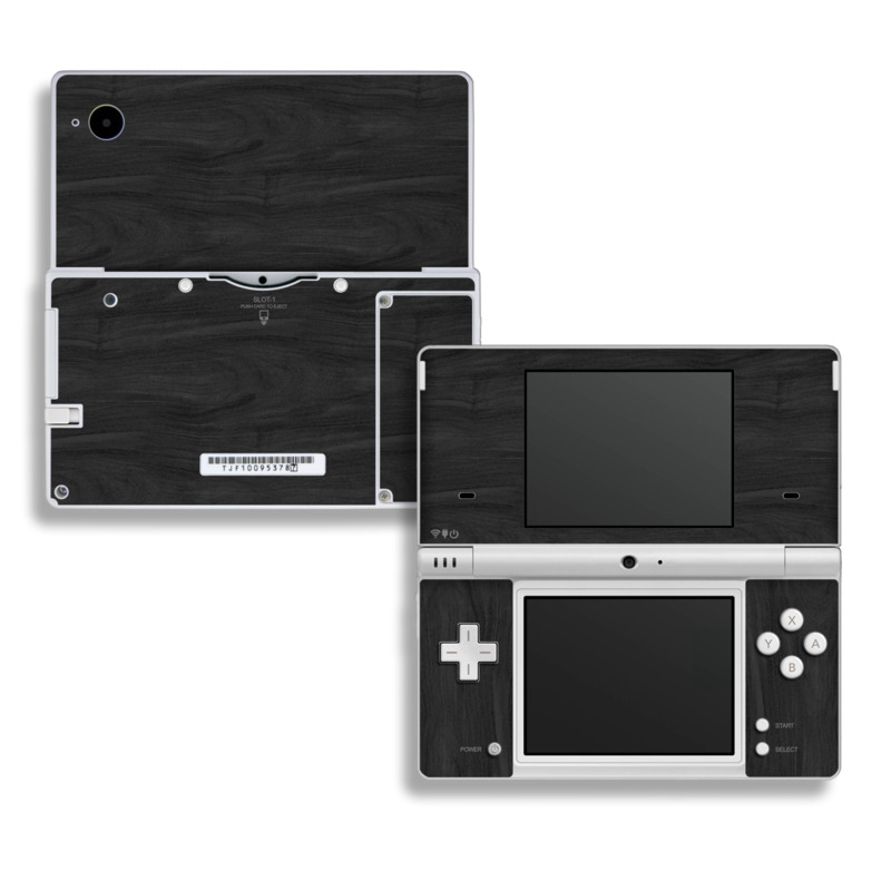 Nintendo DSi Skin design of Black, Brown, Wood, Grey, Flooring, Floor, Laminate flooring, Wood flooring, with black colors