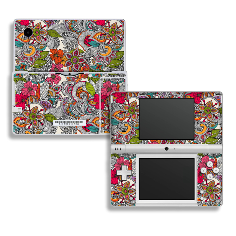 Nintendo DSi Skin design of Pattern, Drawing, Visual arts, Art, Design, Doodle, Floral design, Motif, Illustration, Textile, with gray, red, black, green, purple, blue colors