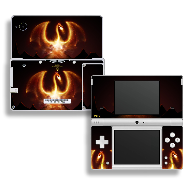 Nintendo DSi Skin design of Light, Atmosphere, Orange, Space, Heat, Sky, Darkness, Art, Geological phenomenon, Universe, with black, red, green, pink colors