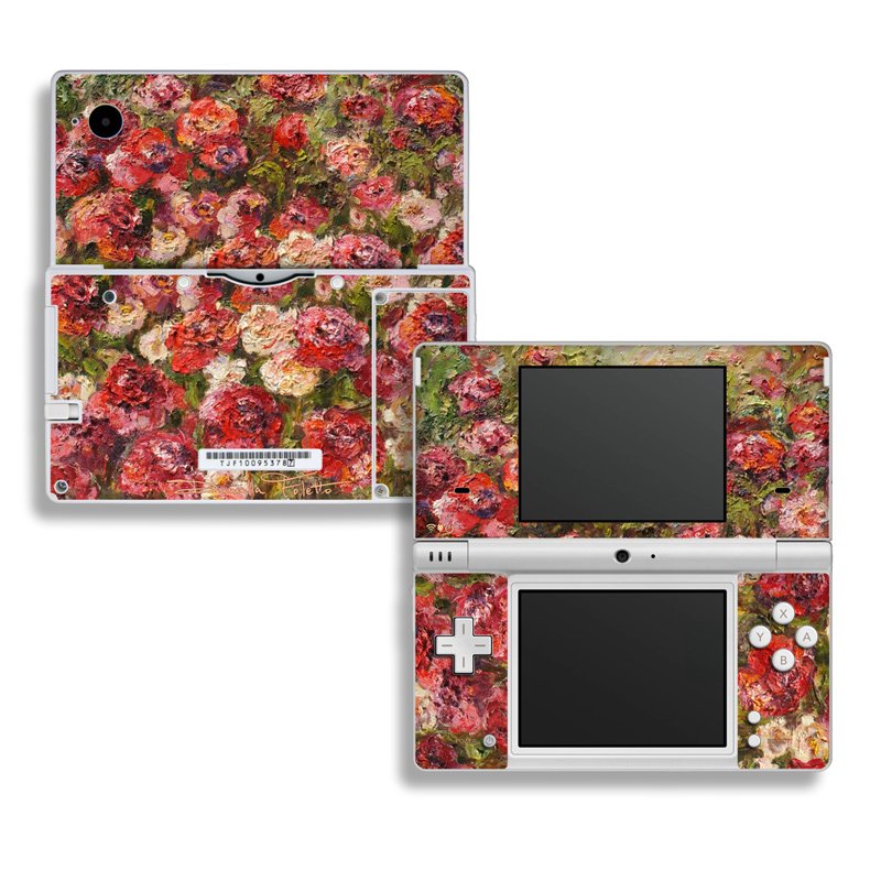 Nintendo DSi Skin design of Flower, Garden roses, Rose, Plant, Floribunda, Flowering plant, Rosa × centifolia, Rose family, Botany, Petal, with red, black, green, gray colors