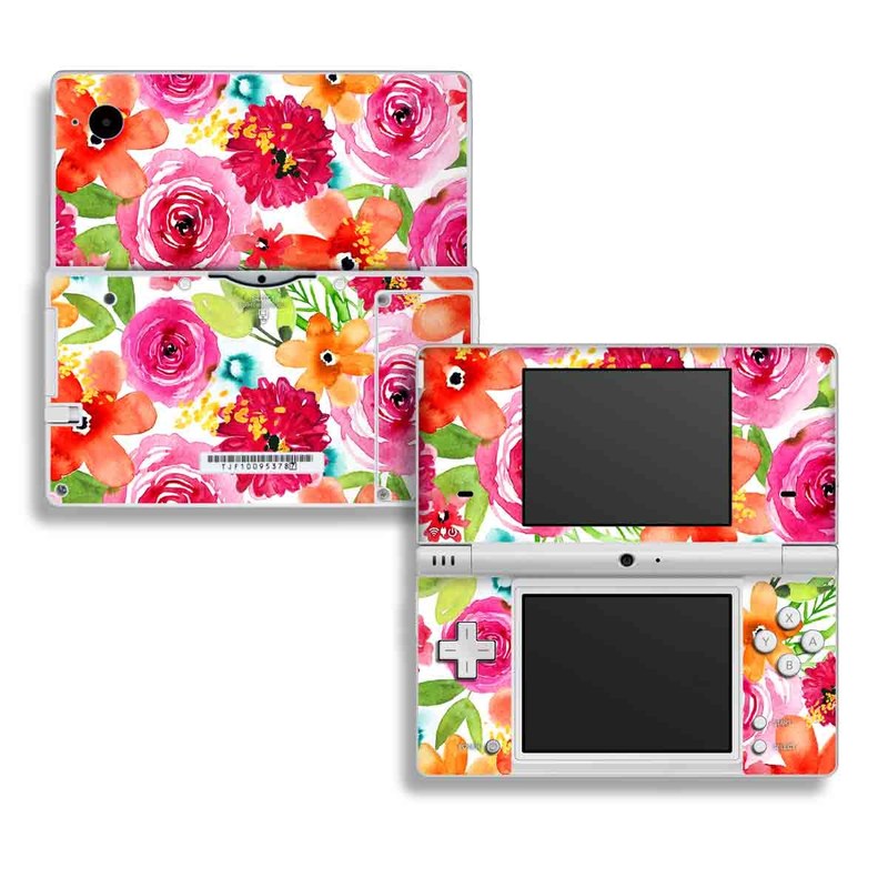 Nintendo DSi Skin design of Flower, Cut flowers, Floral design, Plant, Pink, Bouquet, Petal, Flower Arranging, Artificial flower, Clip art, with pink, red, green, orange, yellow, blue, white colors