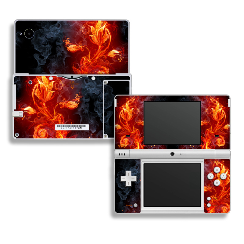 Nintendo DSi Skin design of Flame, Fire, Heat, Red, Orange, Fractal art, Graphic design, Geological phenomenon, Design, Organism, with black, red, orange colors