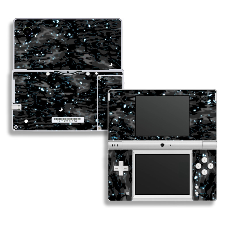Nintendo DSi Skin design of Black, Water, Space, Black-and-white, Granite, with blue, white, gray, blue colors