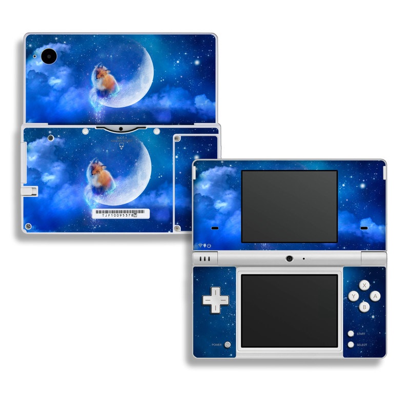 Nintendo DSi Skin design of Sky, Atmosphere, Astronomical object, Outer space, Space, Universe, Illustration, Nebula, Galaxy, Fictional character, with blue, black, gray colors
