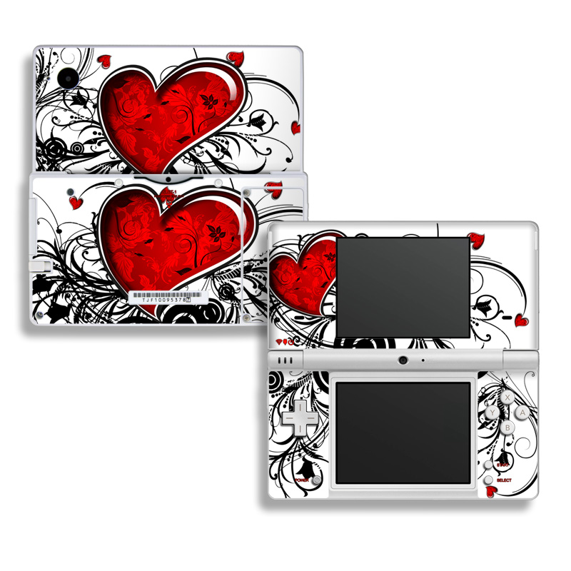 Nintendo DSi Skin design of Heart, Line art, Love, Clip art, Plant, Graphic design, Illustration, with white, gray, black, red colors