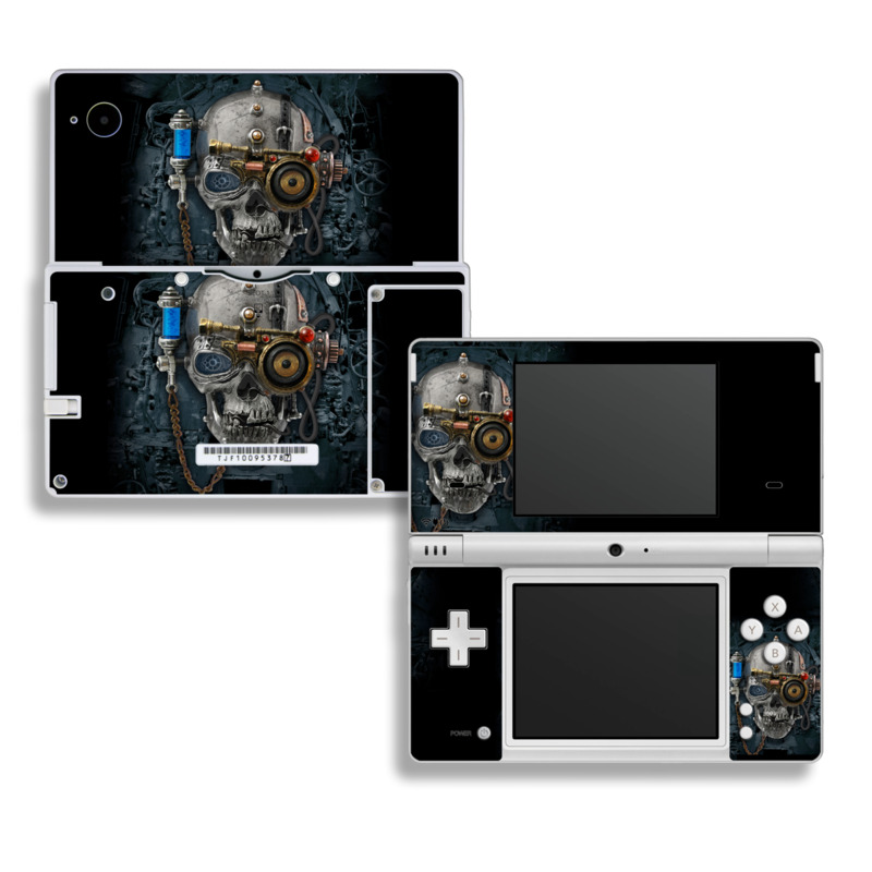 Nintendo DSi Skin design of Engine, Auto part, Still life photography, Personal protective equipment, Illustration, Automotive engine part, Art, with black, gray, red, green colors