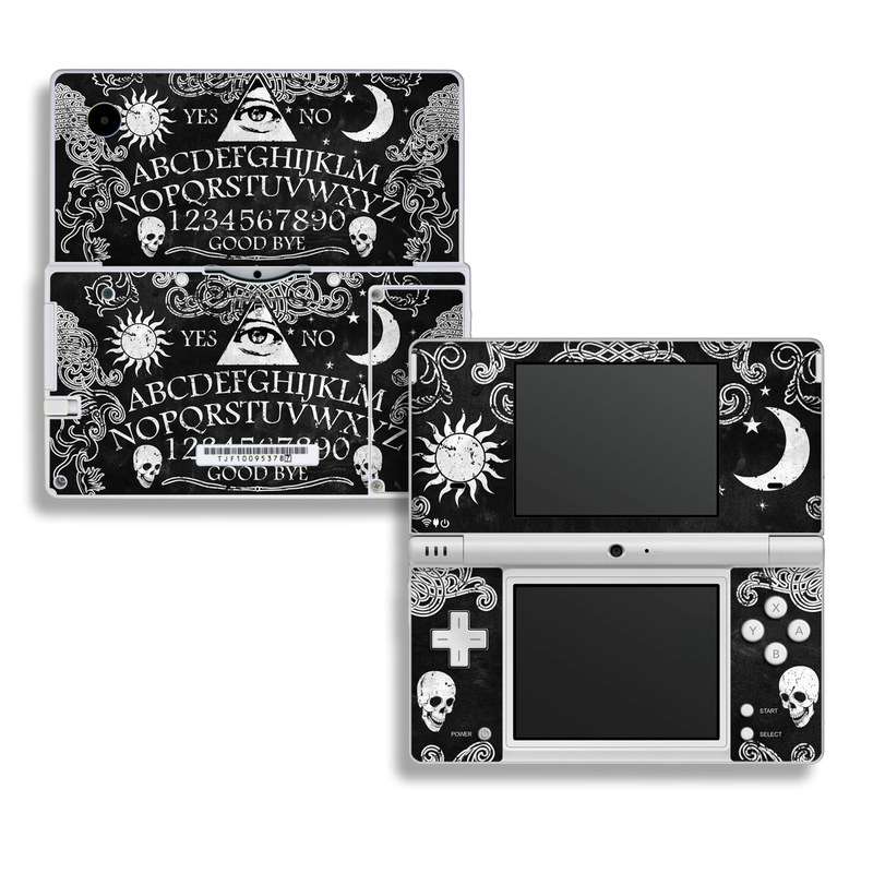 Nintendo DSi Skin design of Text, Font, Pattern, Design, Illustration, Headpiece, Tiara, Black-and-white, Calligraphy, Hair accessory, with black, white, gray colors