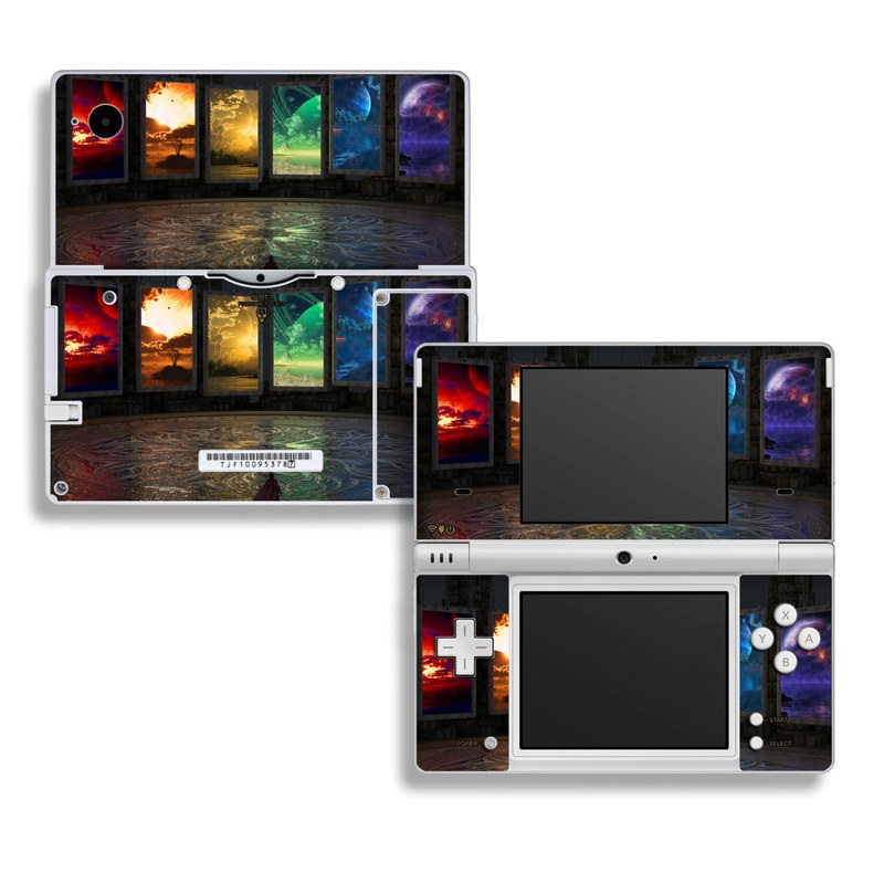 Nintendo DSi Skin design of Light, Lighting, Water, Sky, Technology, Night, Art, Geological phenomenon, Electronic device, Glass, with black, red, green, blue colors