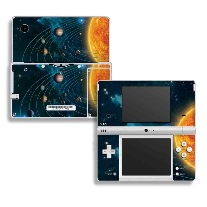 Nintendo DSi Skin design of Astronomical object, Universe, Outer space, Galaxy, Astronomy, Atmosphere, Space, Planet, Science, Sky, with red, yellow, black, blue, brown, white colors