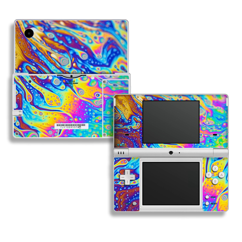 Nintendo DSi Skin design of Psychedelic art, Blue, Pattern, Art, Visual arts, Water, Organism, Colorfulness, Design, Textile, with gray, blue, orange, purple, green colors