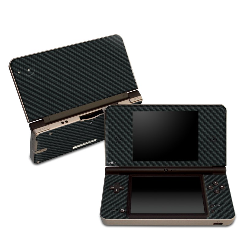 Nintendo DSi XL Skin design of Green, Black, Blue, Pattern, Turquoise, Carbon, Textile, Metal, Mesh, Woven fabric, with black colors