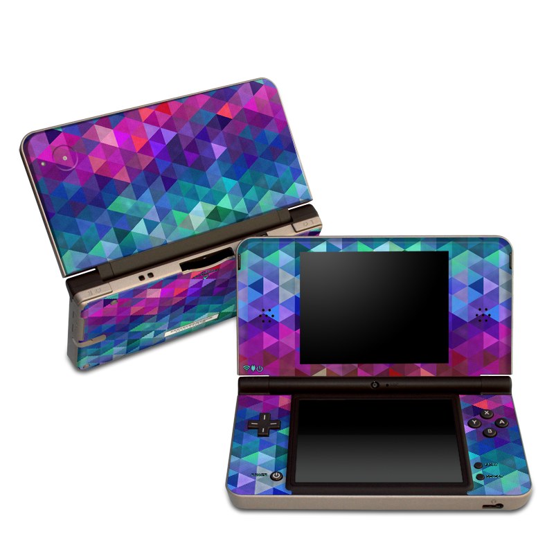 Nintendo DSi XL Skin design of Purple, Violet, Pattern, Blue, Magenta, Tria...
