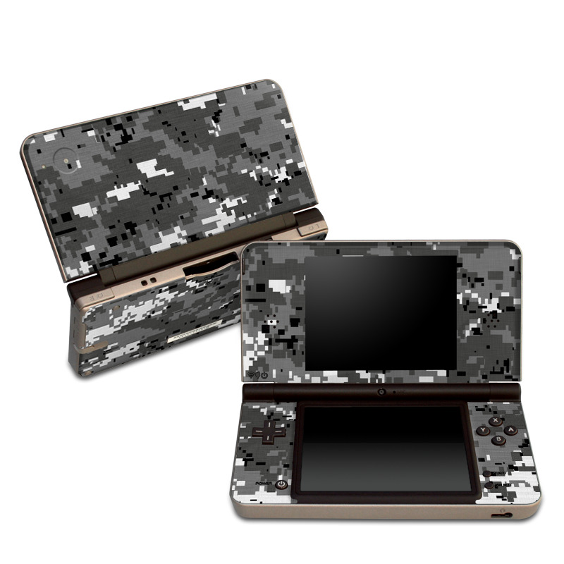 Nintendo DSi XL Skin design of Military camouflage, Pattern, Camouflage, Design, Uniform, Metal, Black-and-white, with black, gray colors