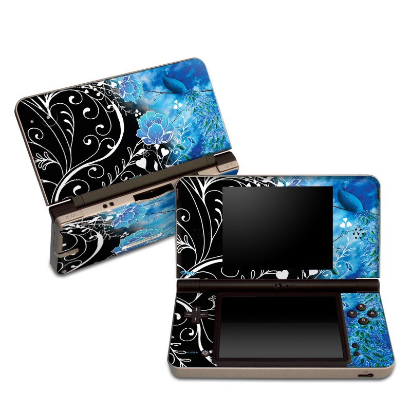 Nintendo DSi XL Skin design of Blue, Pattern, Graphic design, Design, Illustration, Organism, Visual arts, Graphics, Plant, Art, with black, blue, gray, white colors