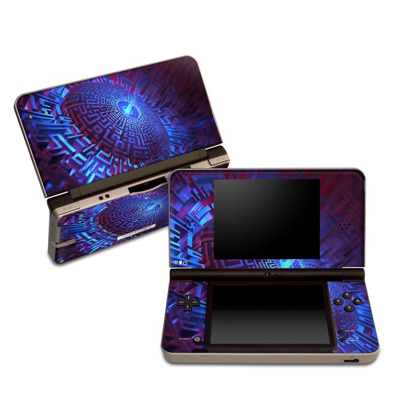 Nintendo DSi XL Skin design of Blue, Light, Fractal art, Electric blue, Purple, Water, Psychedelic art, Organism, Art, Spiral, with black, blue colors