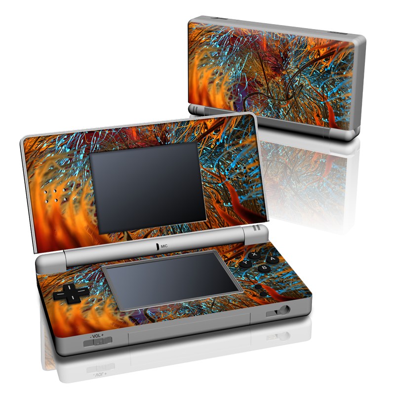 Nintendo DS Lite Skin design of Orange, Tree, Electric blue, Organism, Fractal art, Plant, Art, Graphics, Space, Psychedelic art, with orange, blue, red, yellow, purple colors