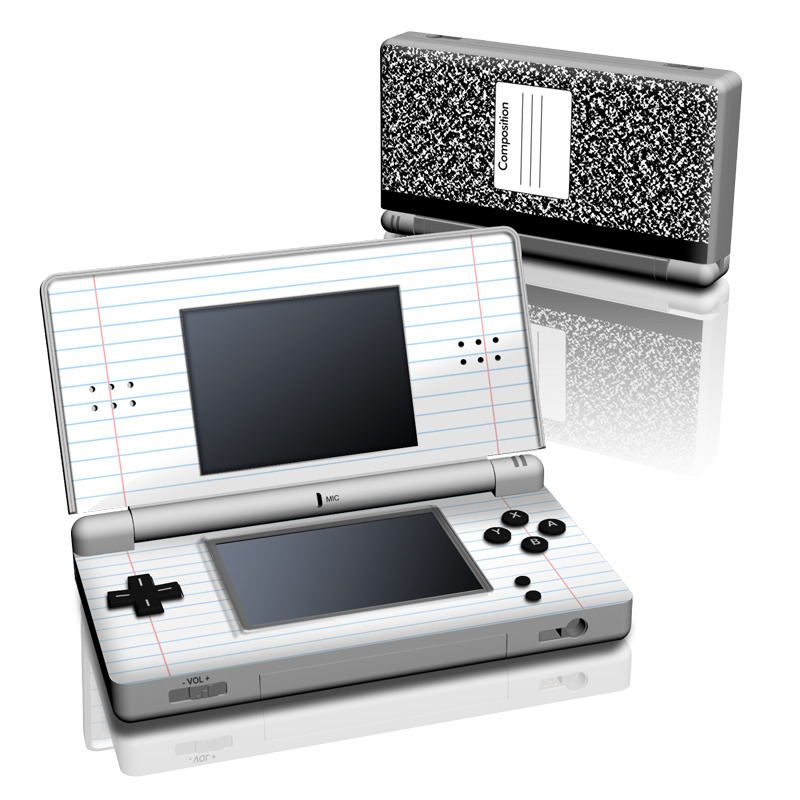 Nintendo DS Lite Skin design of Text, Font, Line, Pattern, Black-and-white, Illustration, with black, gray, white colors