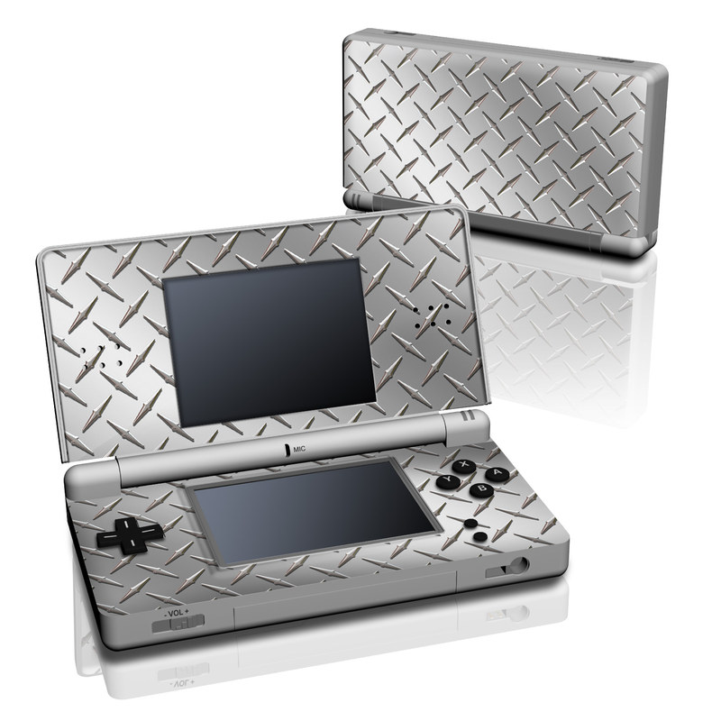 Nintendo DS Lite Skin design of Pattern, Metal, Line, Design, Steel, Parallel, Tile, Beige, Flooring, with gray colors